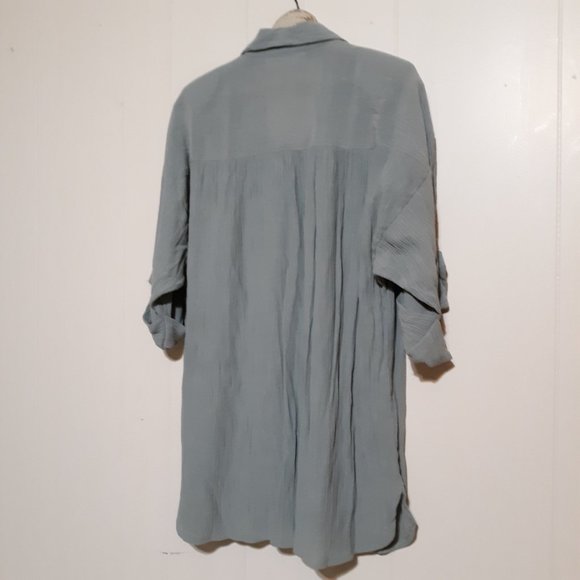 Vintage DONNA TORAN Womens Large Cardigan Top Grey textured button roll tab EUC - Picture 5 of 6